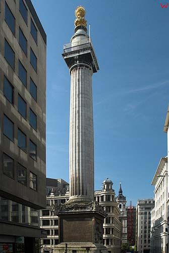 Londyn City, kolumna Monument projektu Christophera Wrena.